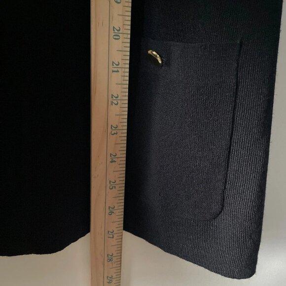 Jones New York Womens Dark Navy Blue Open Front Gold Tone Button Cardigan Sz XL - Picture 6 of 7